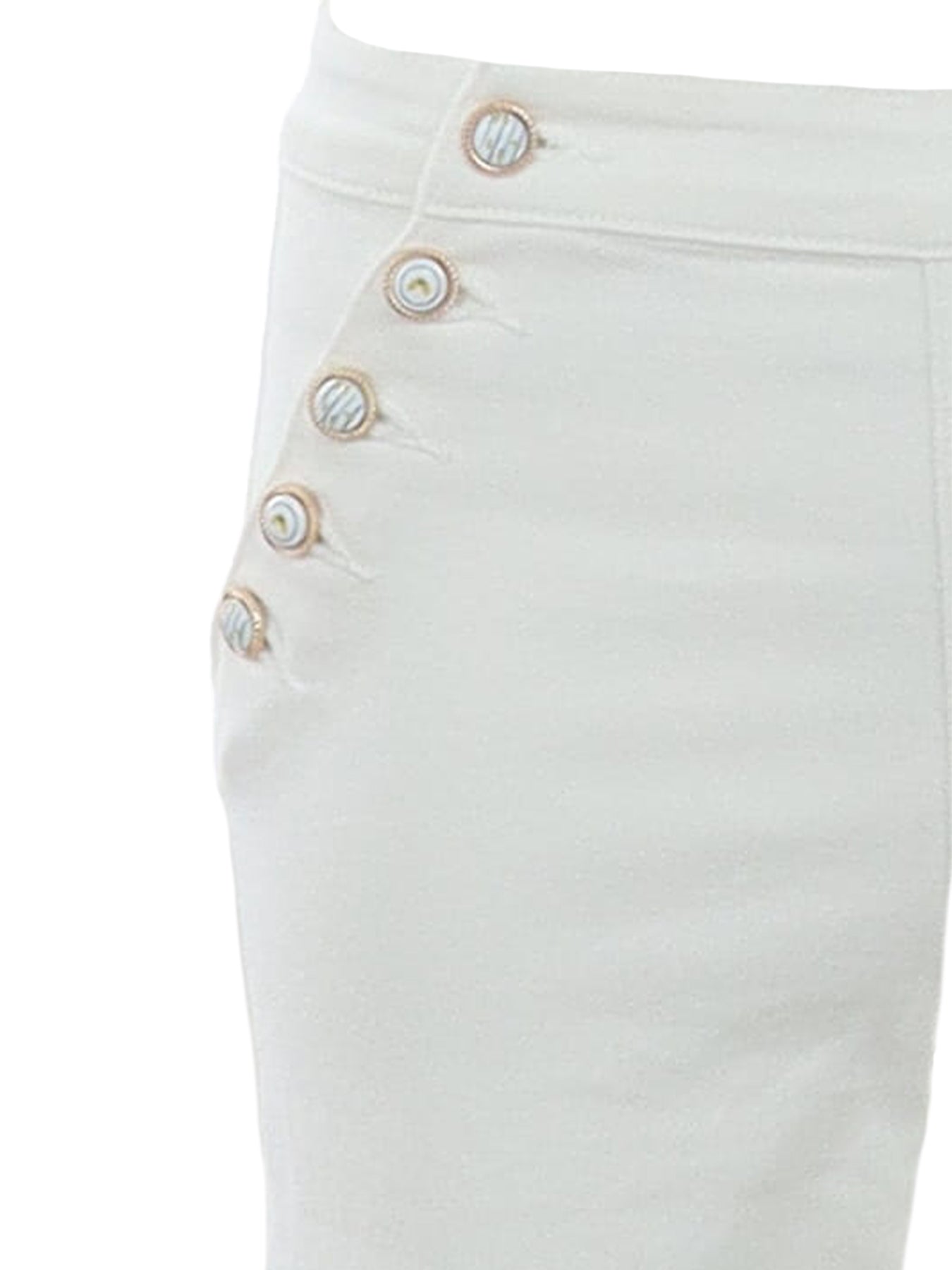 Jeans Wide leg&amp;large blanc boutons CITRONS dorés