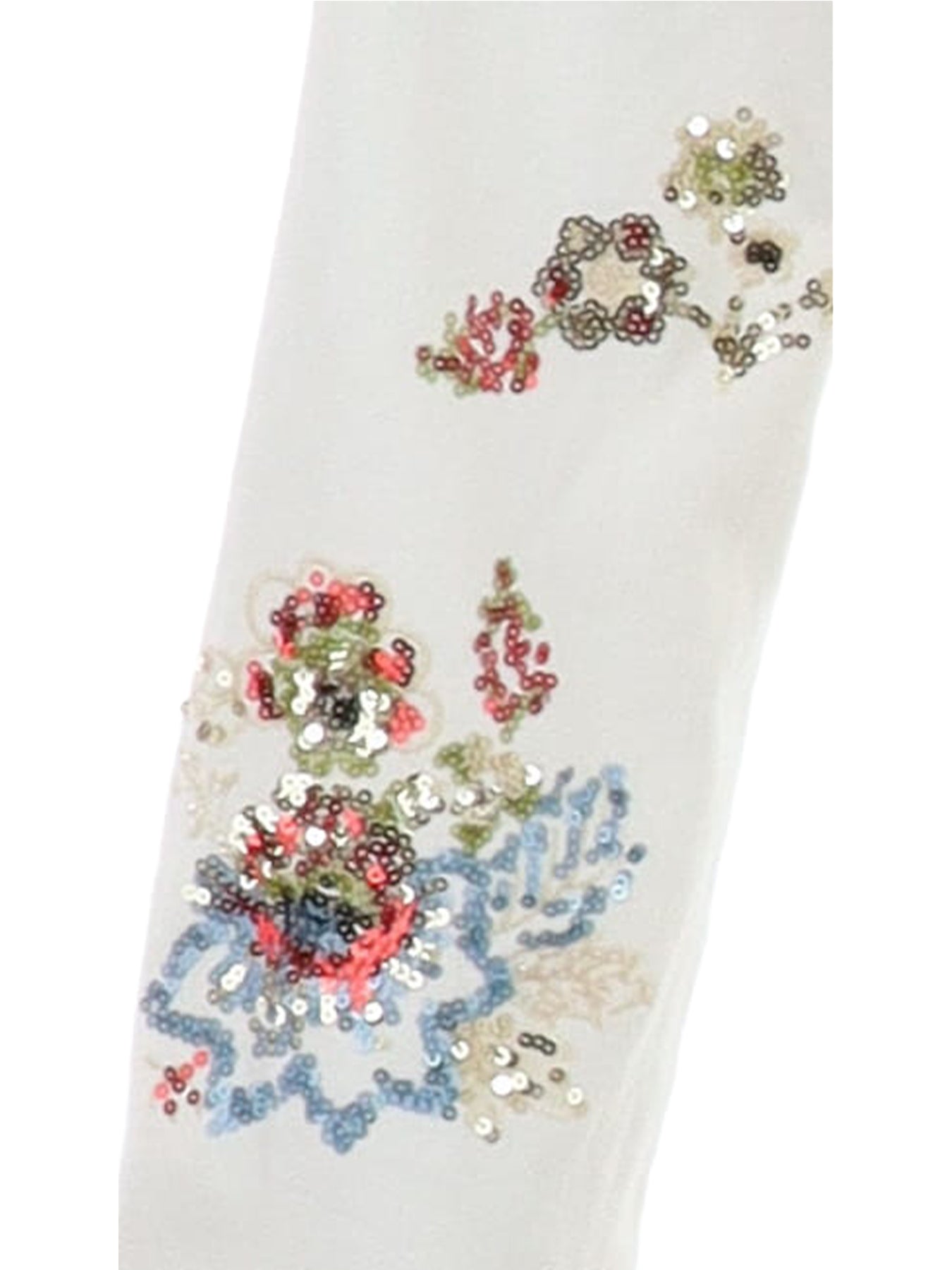 Veste coton blanc séquins fleurs