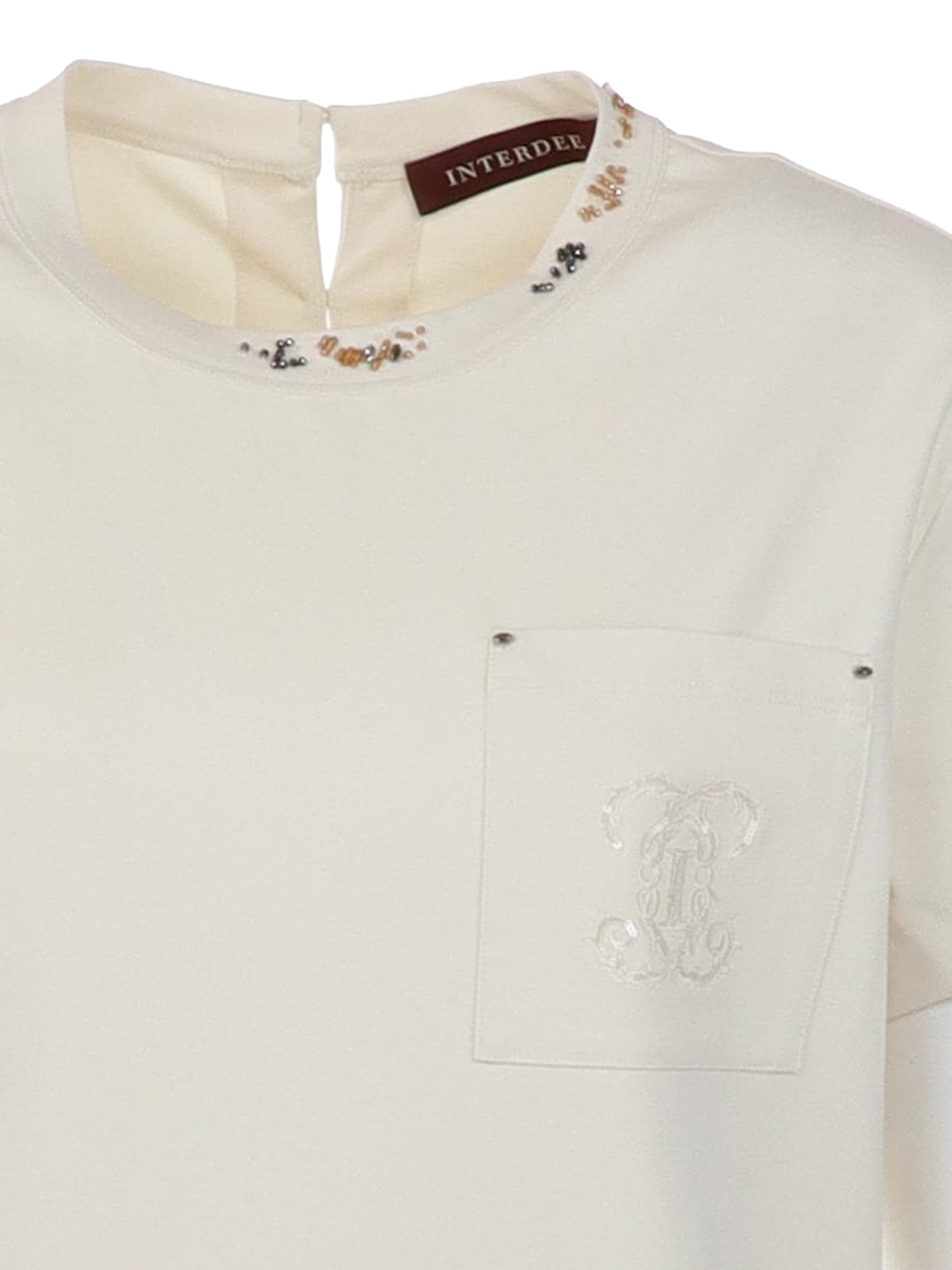 Robe mi-longue jogging écru strass Interdee