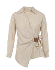 Chemisier rayé beige/brun