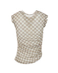 Fliessend Drapiertes Top Karomuster Braun/Beige