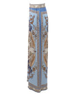 Pantalon fluide imprimé floral bleu