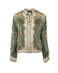 Veste Bomber fluide imprimé floral kaki