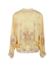 Veste Bomber fluide imprimé floral jaune miel