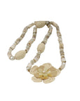 Collier fleur raffia beige