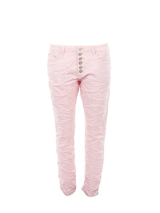 Jeans boutons strass rose pâle PdJ