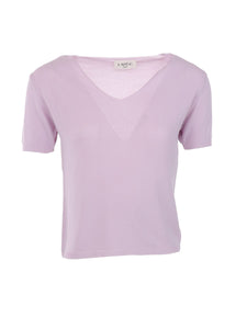 Pull fin col V maille lilas LAFEE