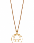 Sautoir doré pendentif anneaux spirale