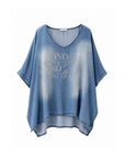 T-shirt oversize denim strass