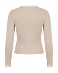 Pull beige col V dentelle