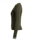 Pull kaki col V dentelle