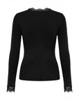 Pull noir col V dentelle