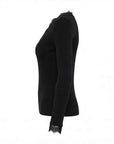 Pull noir col V dentelle