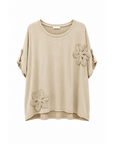 T-shirt oversize FLEUR camel