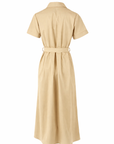 Robe chemisier longue camel-coton glacé