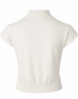 Thin white crew neck sweater with short sleeves