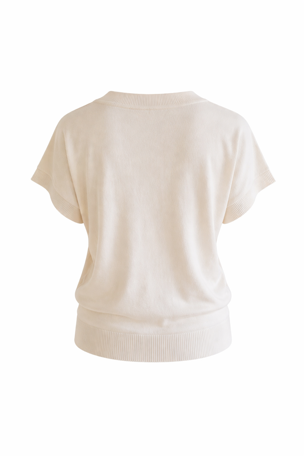 Feinstrick-T-Shirt Elfenbein