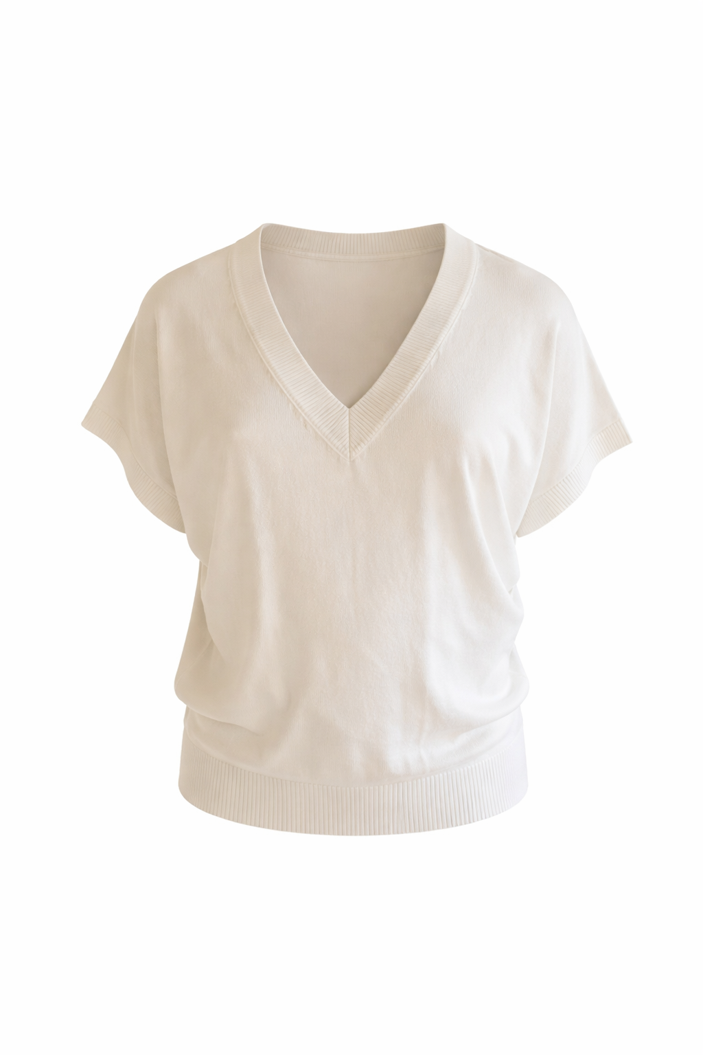 Feinstrick-T-Shirt Elfenbein