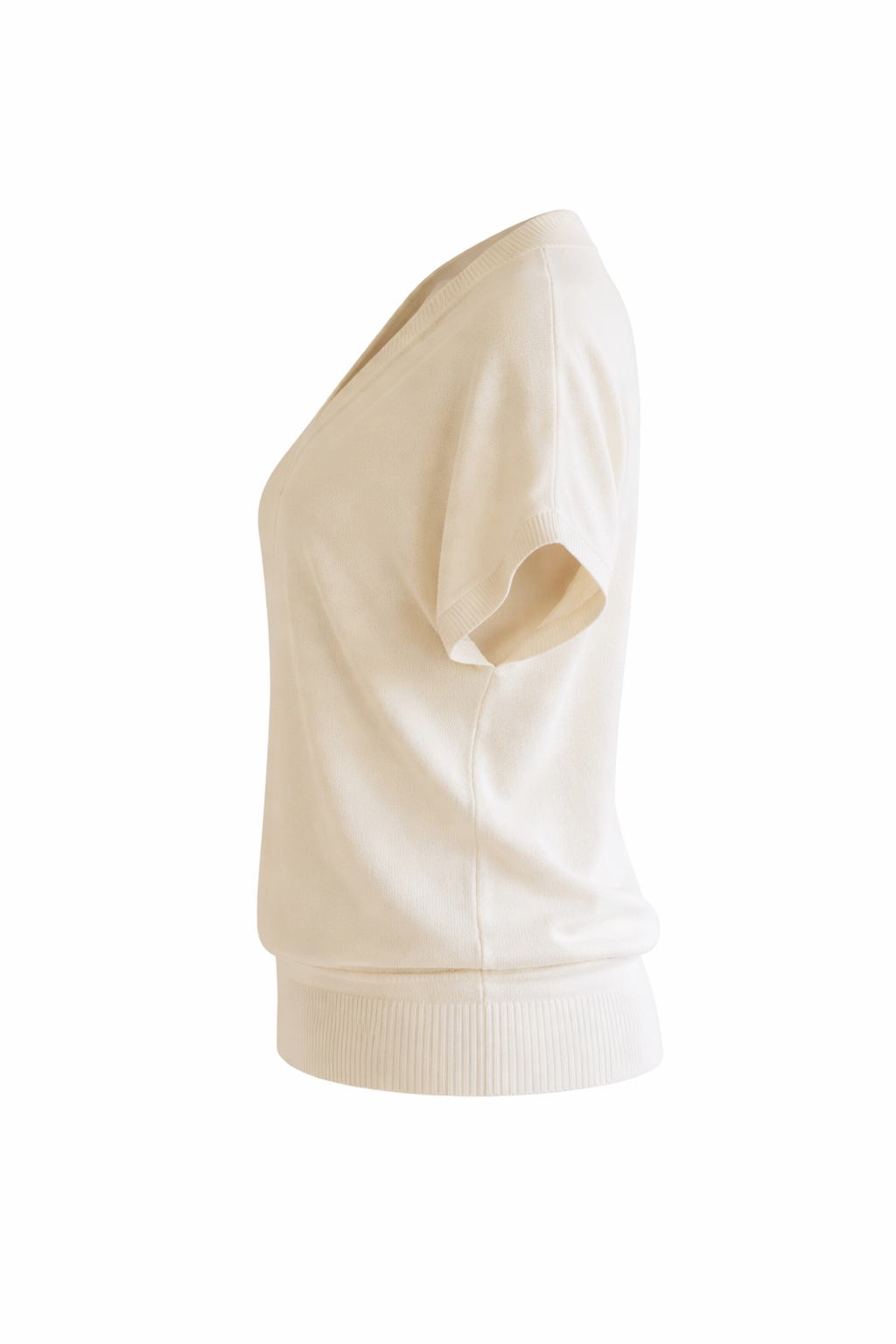 Feinstrick-T-Shirt Elfenbein