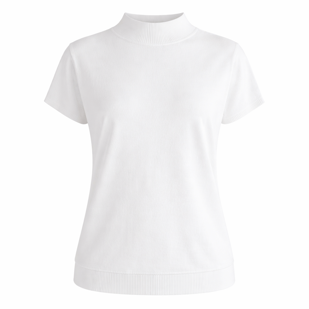 Feinstrick-T-Shirt Weiss