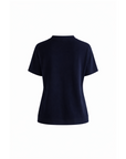 Thin white crew neck sweater with short sleeves