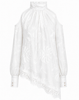 Chemisier brodé blanc manches longues