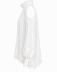 Chemisier brodé blanc manches longues