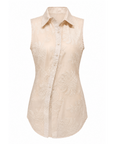 Chemisier brodé sans manches beige