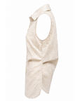 Chemisier brodé sans manches beige