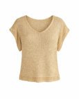 T-shirt maille ajourée doré