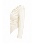 Top drapé écru satiné