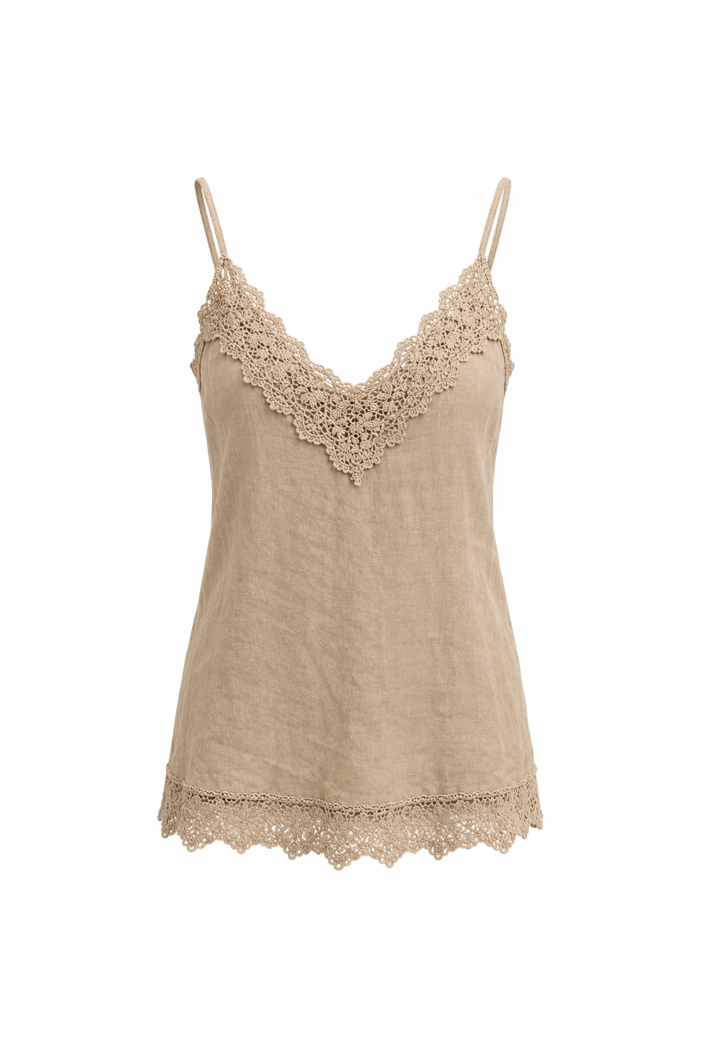 Top bretelles camel lin