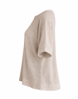 Pull ajouré manches courtes taupe