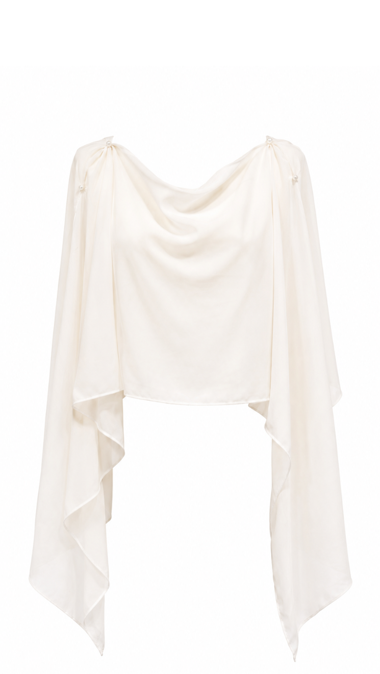 Top voile écru multi