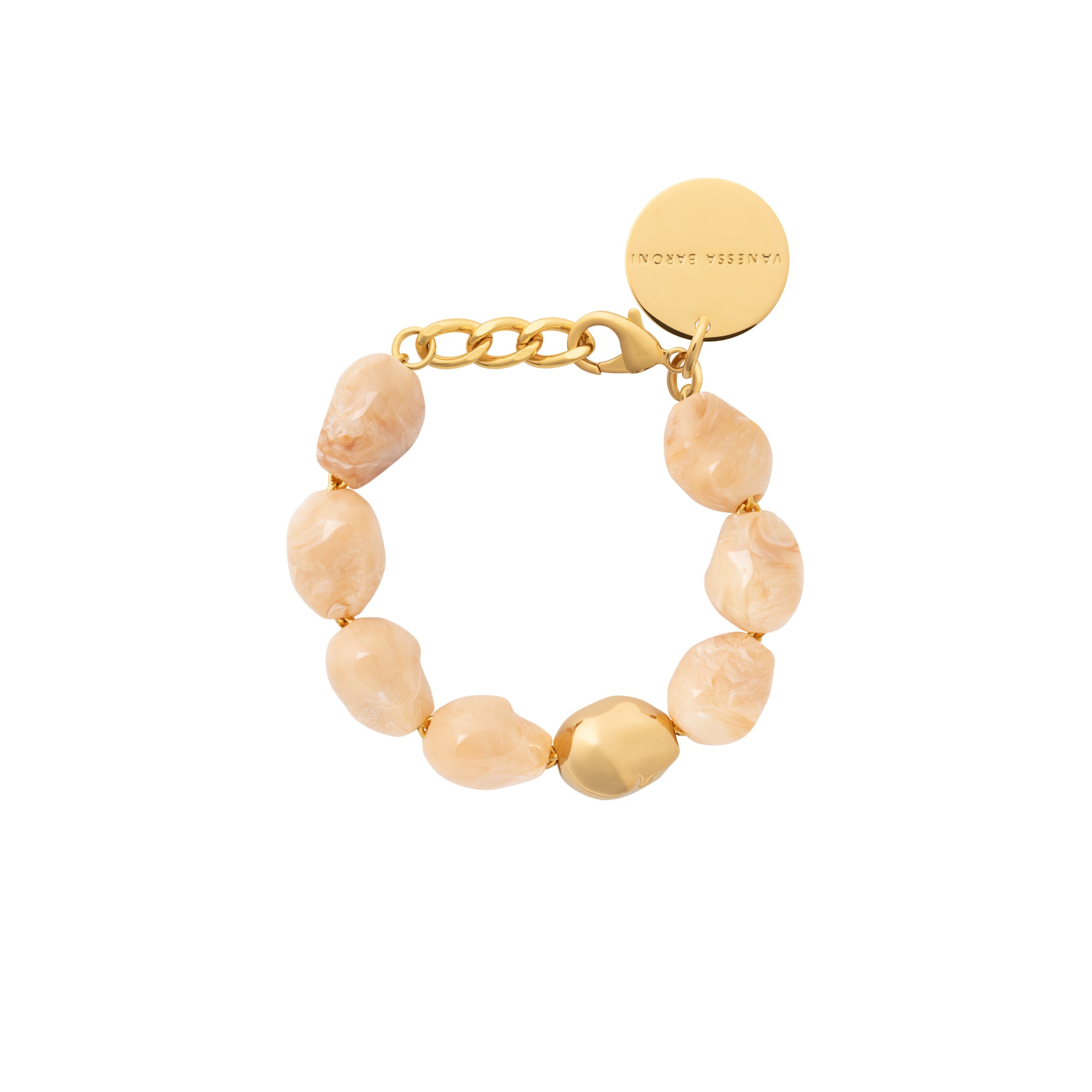 Organic Pearl Bracelet gold creme brulée marble Vanessa Baroni