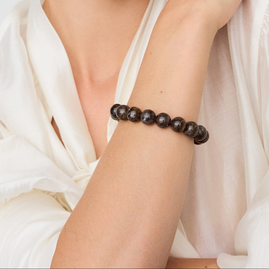 Mini Beads Flex Bracelet dark brown marble Vanessa Baroni