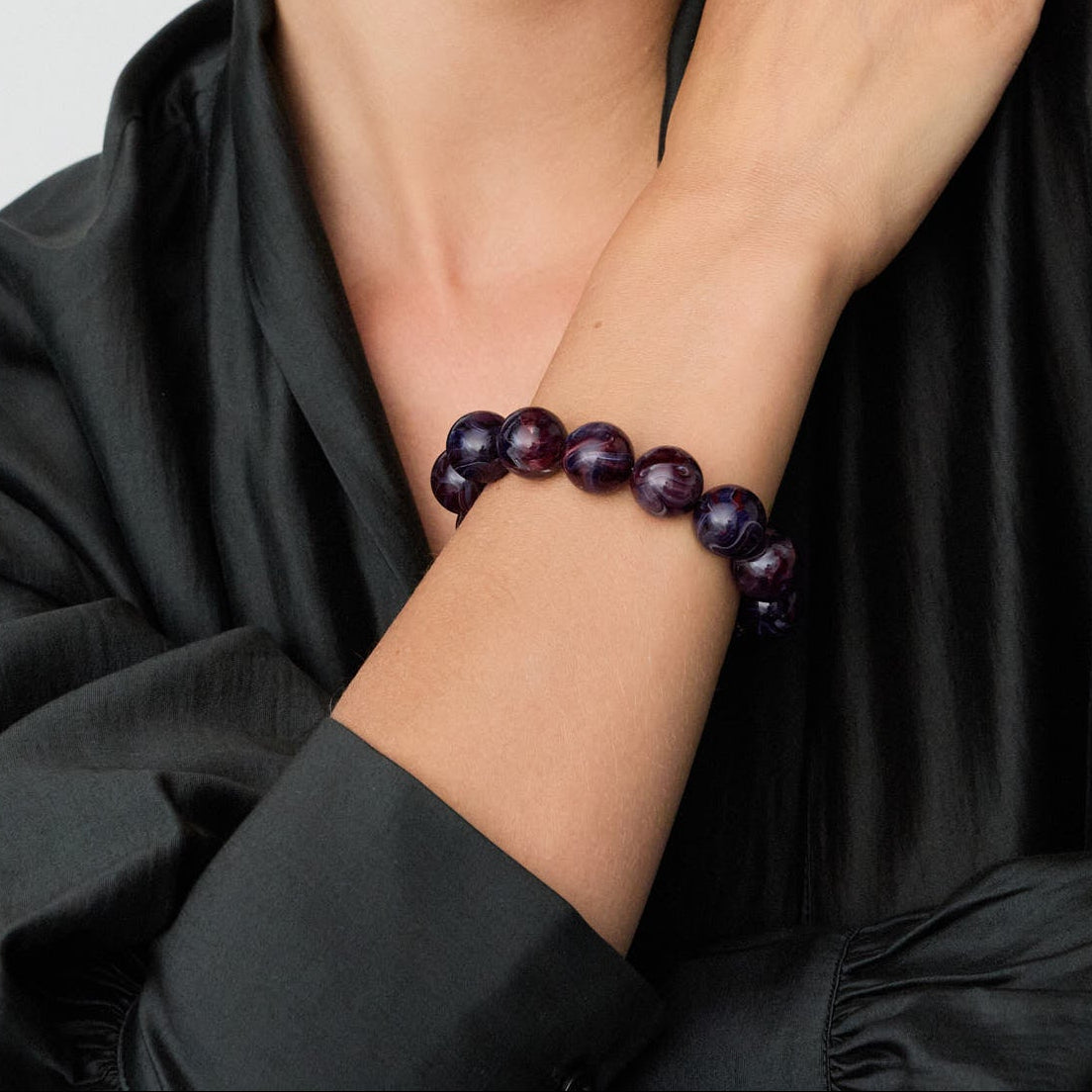 Beads Flex Bracelet Aubergine marble Vanessa Baroni