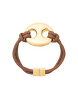 Disc leather Bracelet brown gold Vanessa Baroni
