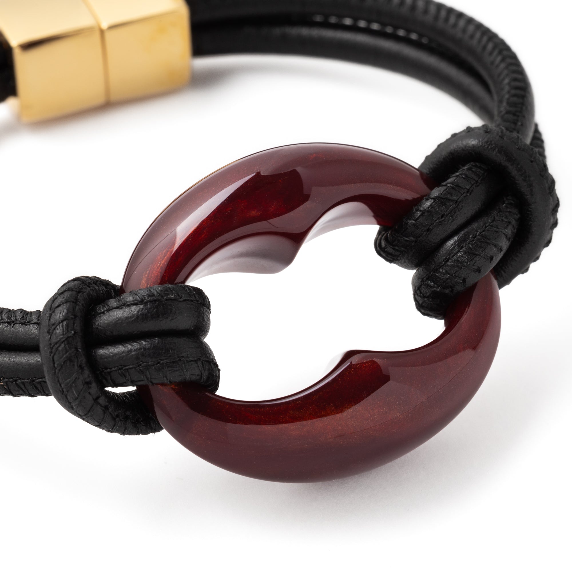 Turtle leather Bracelet black bordeaux marble Vanessa Baroni