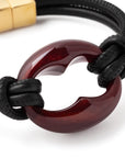 Turtle leather Bracelet black bordeaux marble Vanessa Baroni