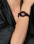Turtle leather Bracelet black bordeaux marble Vanessa Baroni