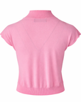Thin pink crew neck sweater with short sleeves