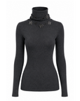 INTERDEE pull anthracite orné de flocons sequins col