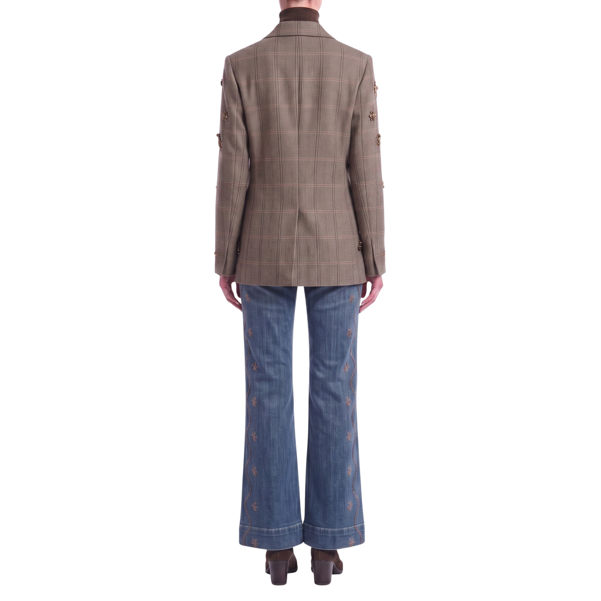 Blazer Tartan Wolle Taupe Interdee