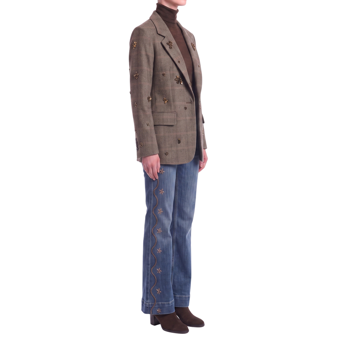 Blazer Tartan Wolle Taupe Interdee