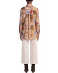 Blouse foulard beige motif automnal