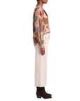 Blouse foulard beige motif automnal