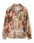 Blouse foulard beige motif automnal