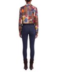 Blouse foulard marine motif automnal
