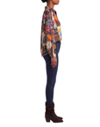Blouse foulard marine motif automnal